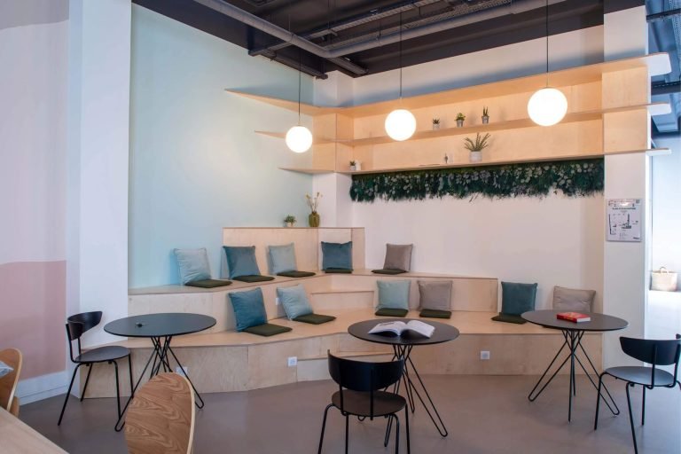 Custom reception and lounge finished with China-sourced materials