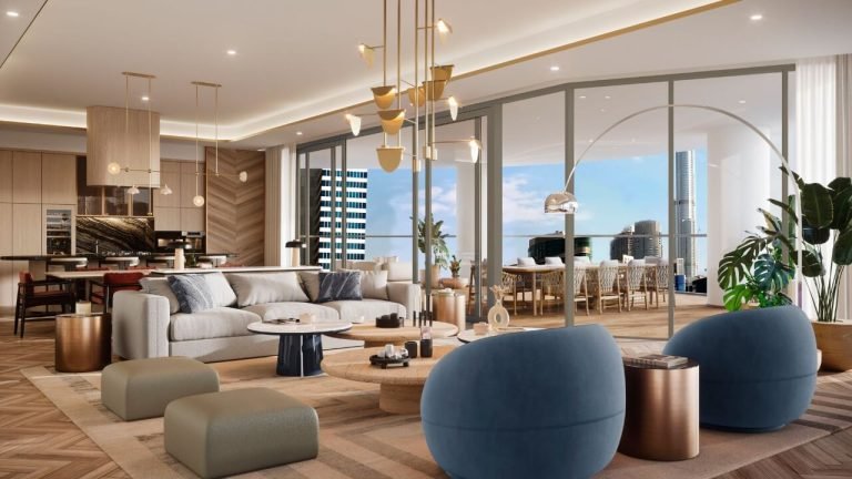 Elegant living room with custom furnishings