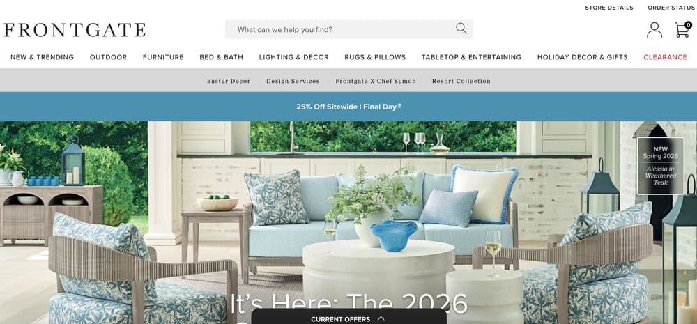 Frontgate Website Homepage