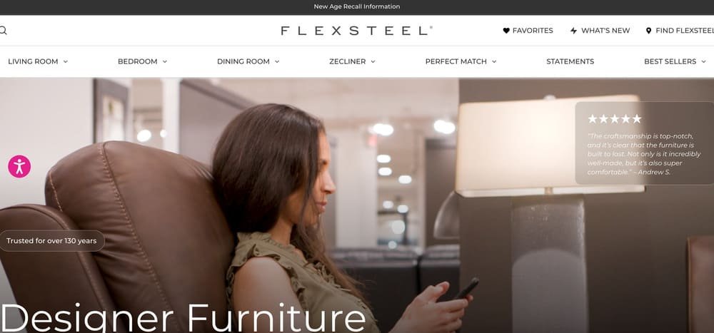 Flexsteel Website Homepage