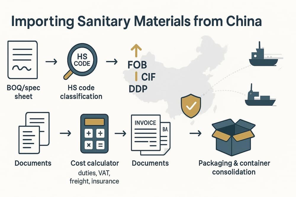 how to import sanitary materials from china