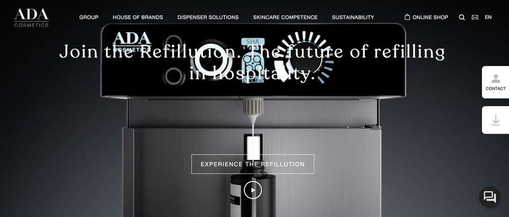 ADA Cosmetics Website Homepage