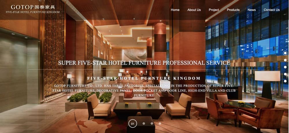 Gotop furniture website homepage