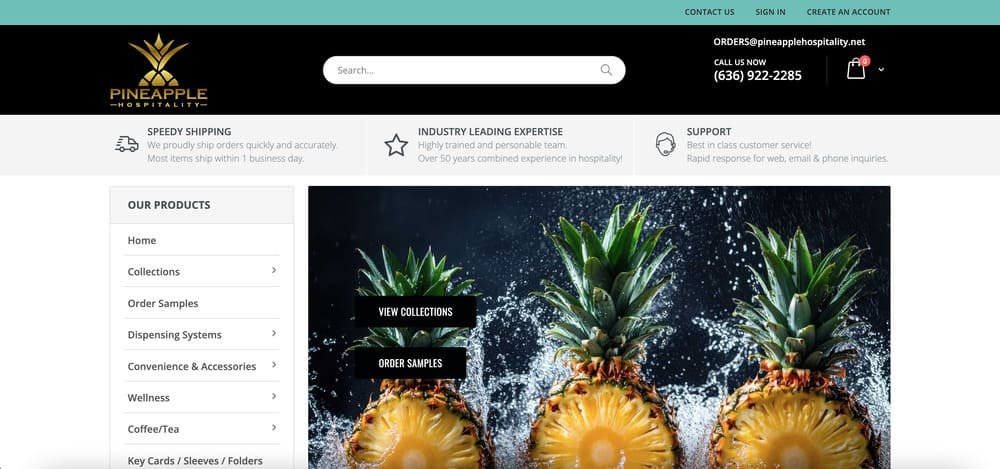 Pineapple Hospitality Website Homepage