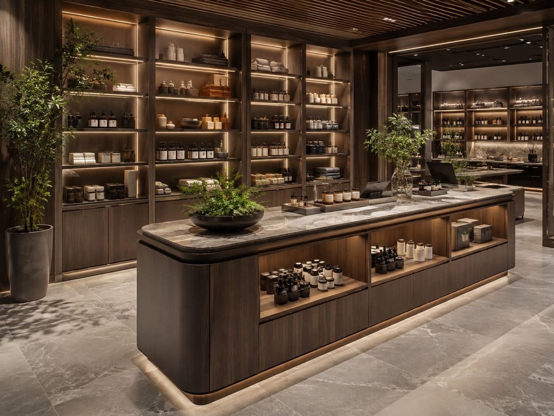 Commercial Cabinetry Interior With Custom Display Shelving And Premium Finishes