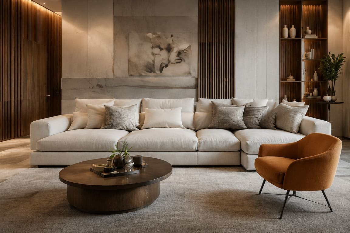 Luxury Furniture Setting With Sofa Coffee Table And Accent Chair
