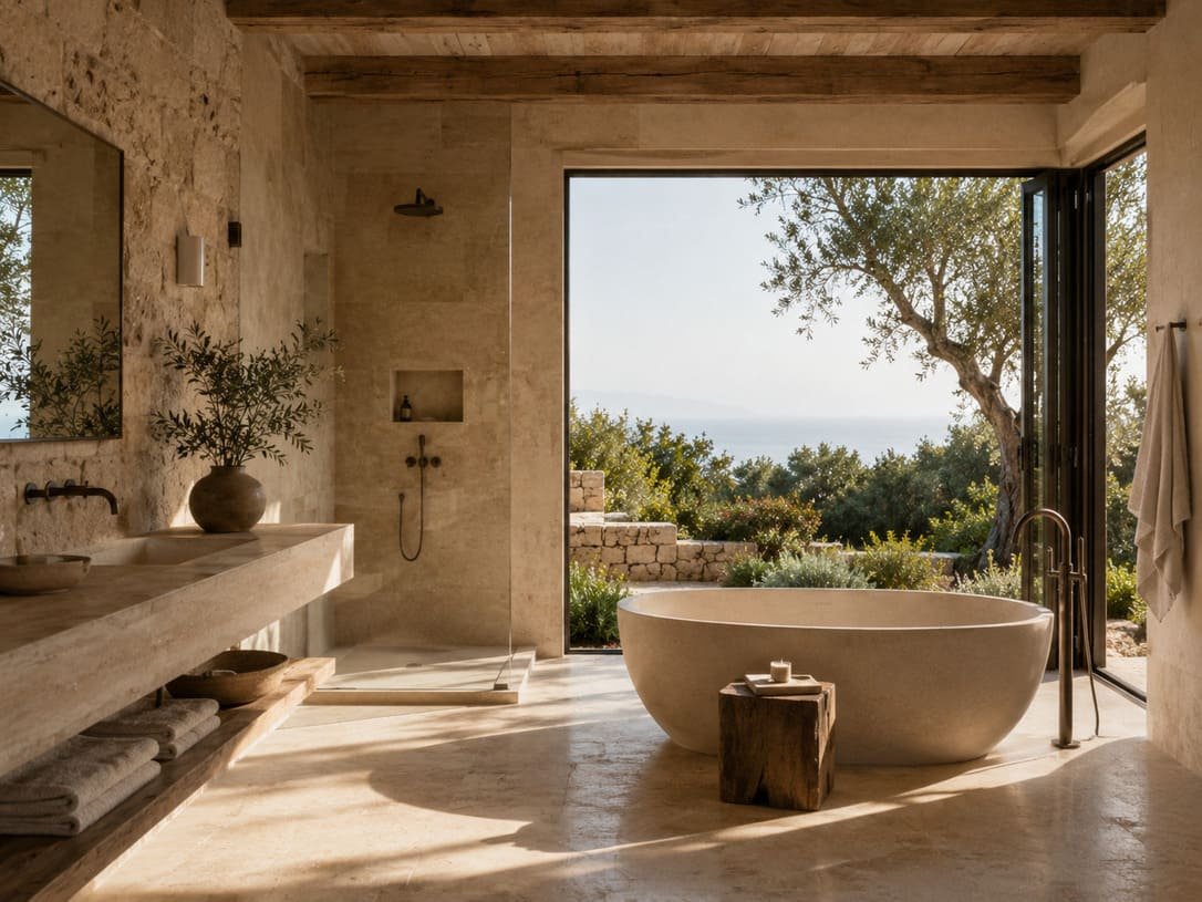 Italy villa natural stone bathroom