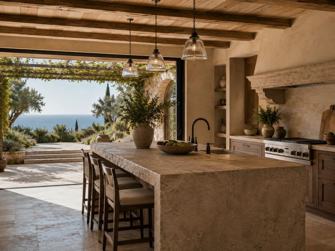 Italy villa natural stone kitchen