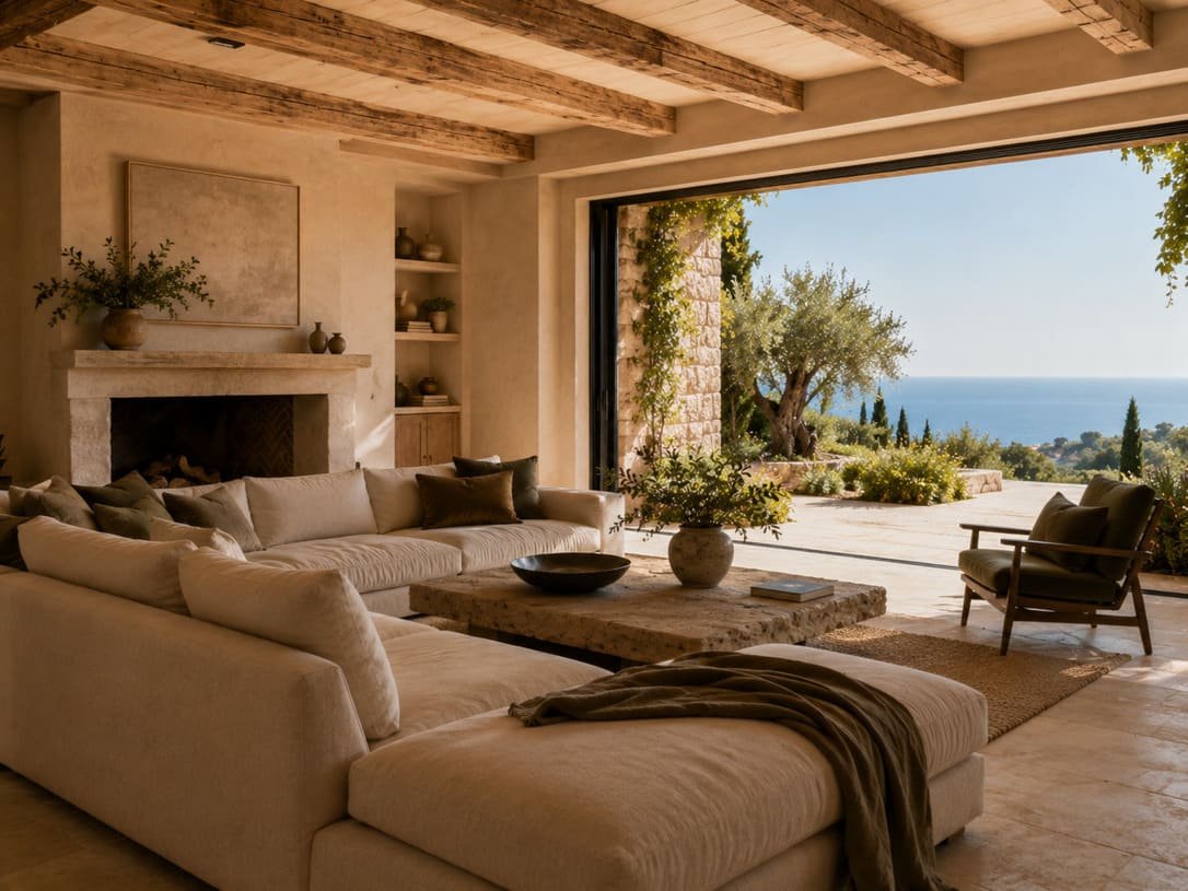 Italy villa sea view living room