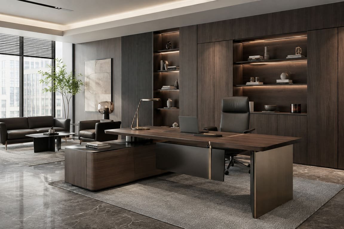 Modern Executive Office Interior With Luxury Desk